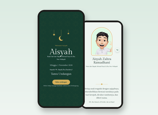 Tampilan tema Aqiqah Islamic