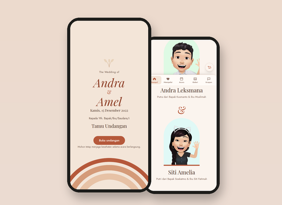 Tampilan tema Terracotta Boho