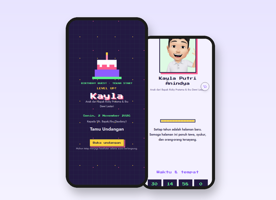 Tampilan tema Ultah Game